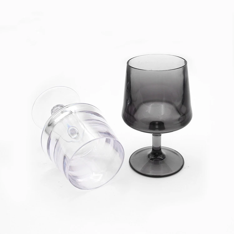 acrylic vintage colored  stripe plastic gold rim wine brandy snifter cognac glass cup  goblet