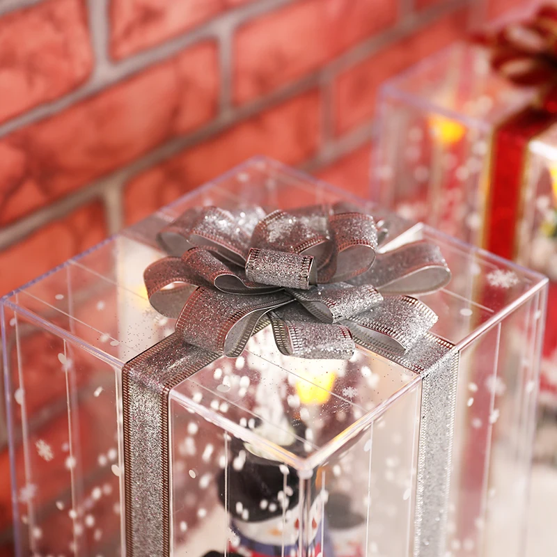 navidad&2021 decoracion xmas box light music falling snow Christmas gift led Christmas box Lantern for party decoration