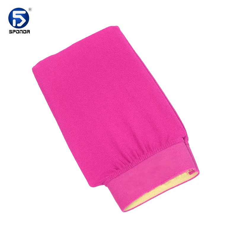 High Quality Single Layer Tan Removal Exfoliator Mitt Pink Bath Shower Deep Exfoliating Gloves Wholesale
