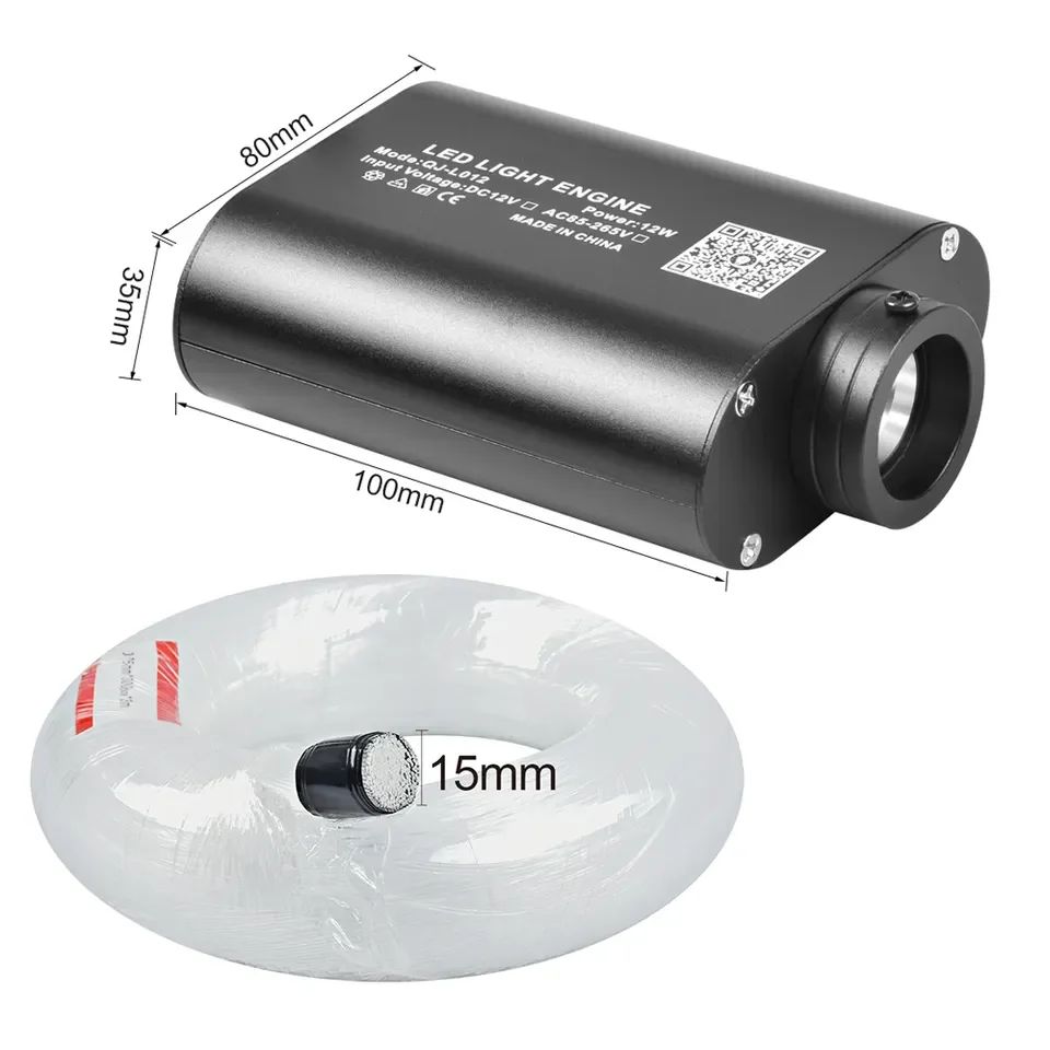 DC 12V12W Bluetooth App Control RGBW LED Fiber Optic Equipment Fiber Optic ceiling lights kit-0.75mm*400pcs*4m cable