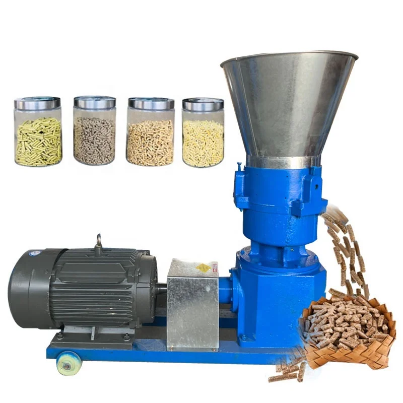 Wood Pellet Mill Peanut Shell Rice Hull Pellets Press Machine 80Kg 2000Kg Per Hour Flat Die Pellet Making Machine