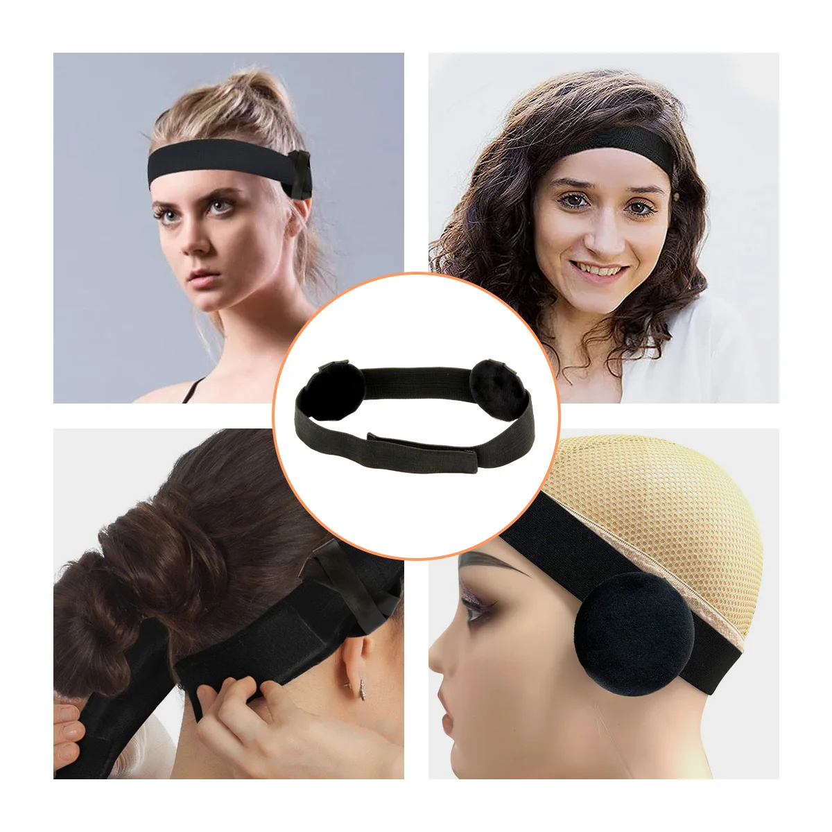 Hair Extension Tool Custom Logo Wig Band With Ear Covers Fashionable Adjustable Braided Edge Head Bands Protective Wig Band