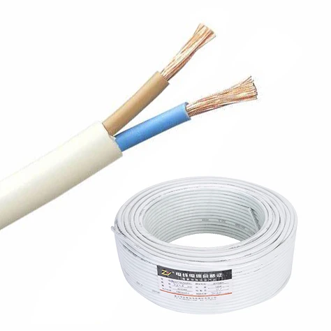 RVV Round Flexible Copper Cable 300/500V 2 core cables 1.5mm2 2.5mm2 White  Electric Wires with PVC Insulated