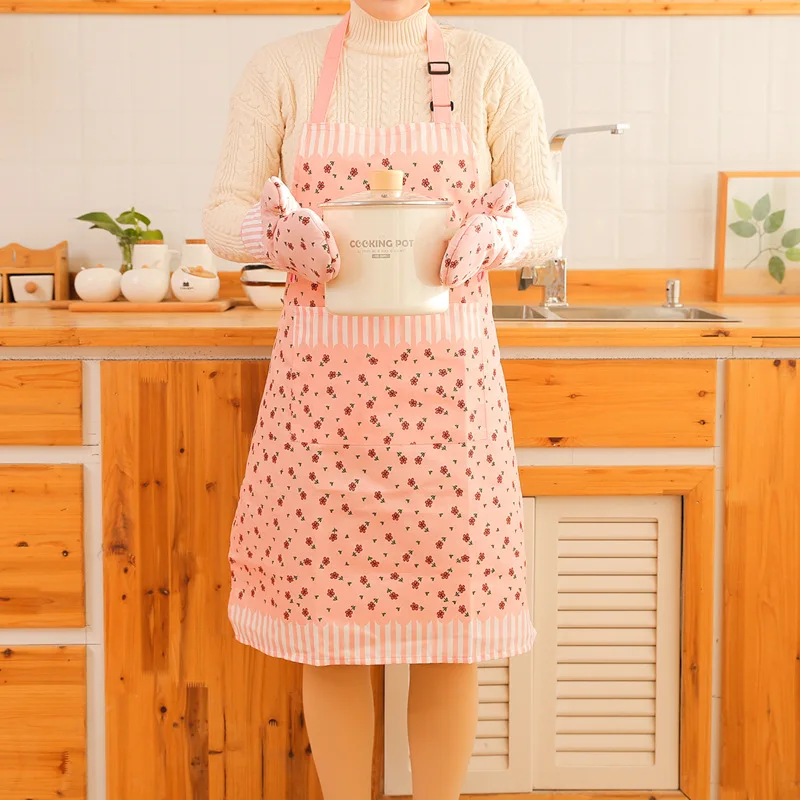Adjustable Fashion High-Grade Lady Men Cotton Linen Restaurant Kitchen Aprons For Woman Household Cooking Baking Aprons Gadgets