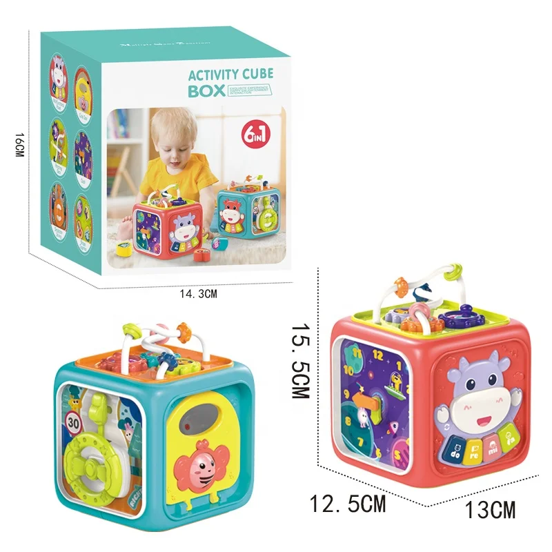 Samtoy Education Montessori Toddler 6 in 1 Plastic Learning Toy Kids Baby Hexahedron Activity Cube