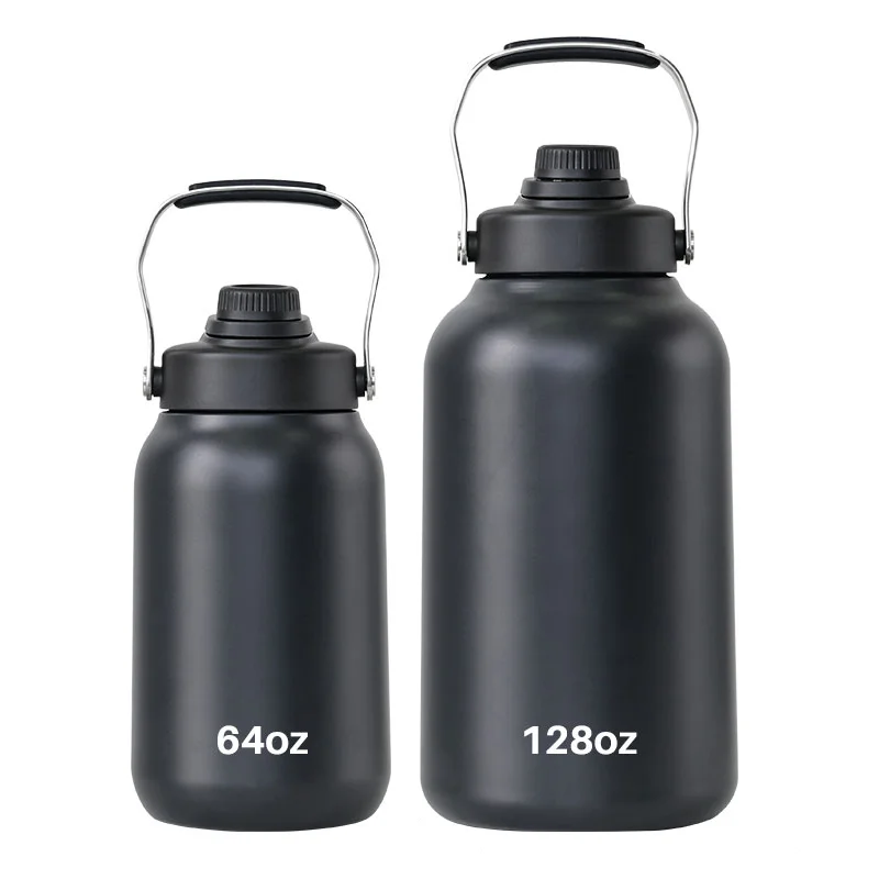 Custom logo ss 64oz half gallon gym fitness sport vacuum insulated flask stainless steel drinking water bottle jug