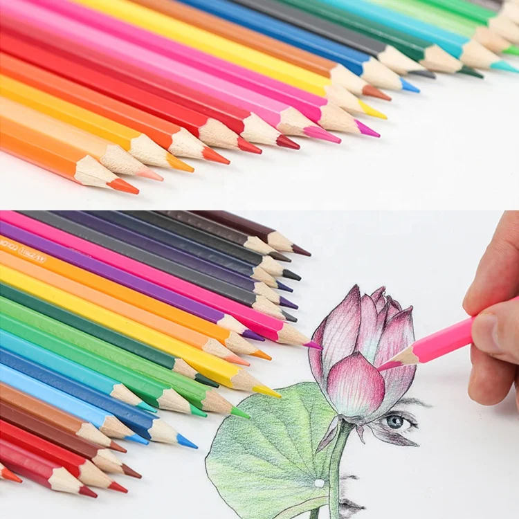 24pcs Hexagonal Barrel Colored Pencils Made from Natural Poplar Wood for Vibrant Coloring and Art