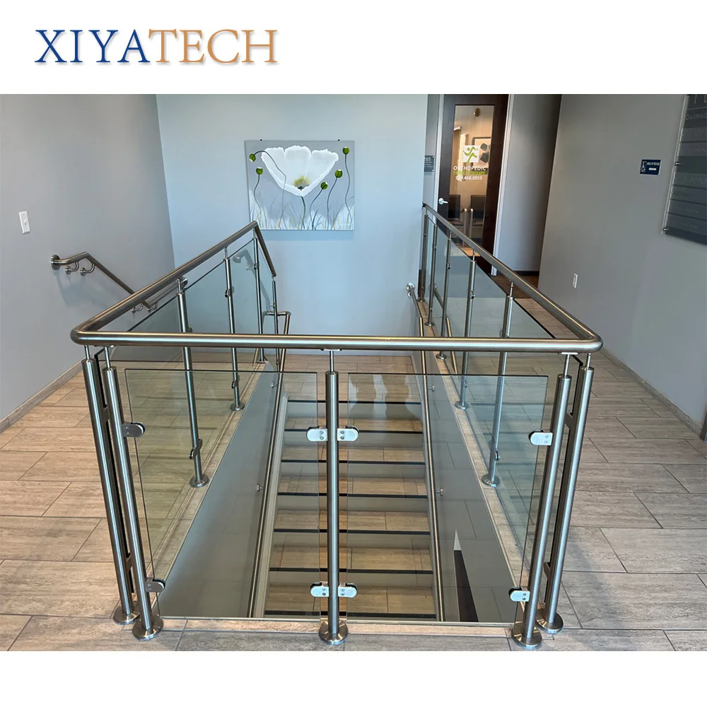 XIYATECH stainless steel balustrade easy install balcony railing Frameless Profile U Channel Clamp Glass Railing