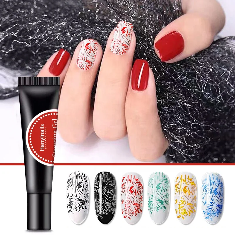 Hanyinails Latest nail art fashion professional gel polish 8ml tube 14color nail stamping gel