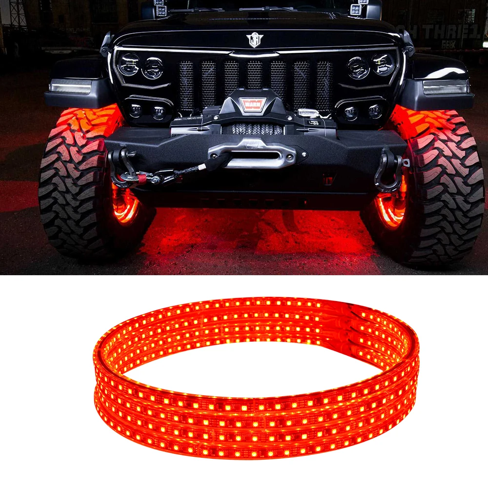LOYO Dancing Rgb Spare Tire Brake Light Dual Ring 3Rd Led Rear Wheel Lights Third Tail Lamp For Jeep Wrangler Jk Jl/Jlu 2018+