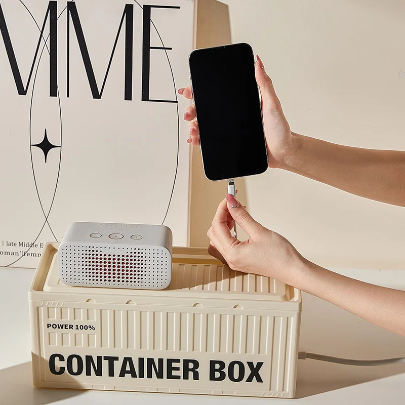 Modern Desktop Cable Management Storage Box Plastic Rectangle Extension Cord Connection Data Cable Patch Board Organizer