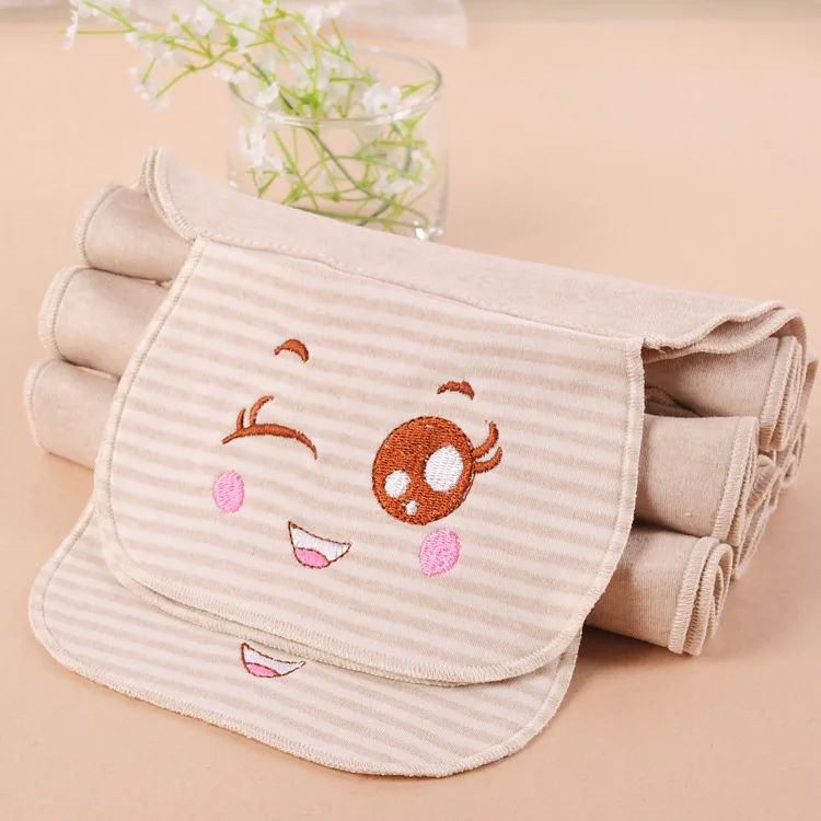 Natural Color Cotton Sweat Absorbent Towel for Baby Cartoon Mat Back Towel with Button Closure OEM Service Available-Q2233