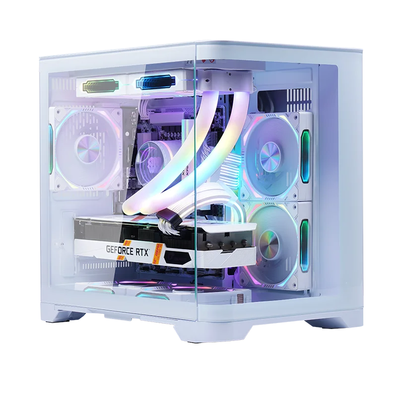 LY Factory Price OEM Curved Glass Full View PC Gamer Cabinet Support ARGB Fan ATX/MATX Cube PC Gamer Case