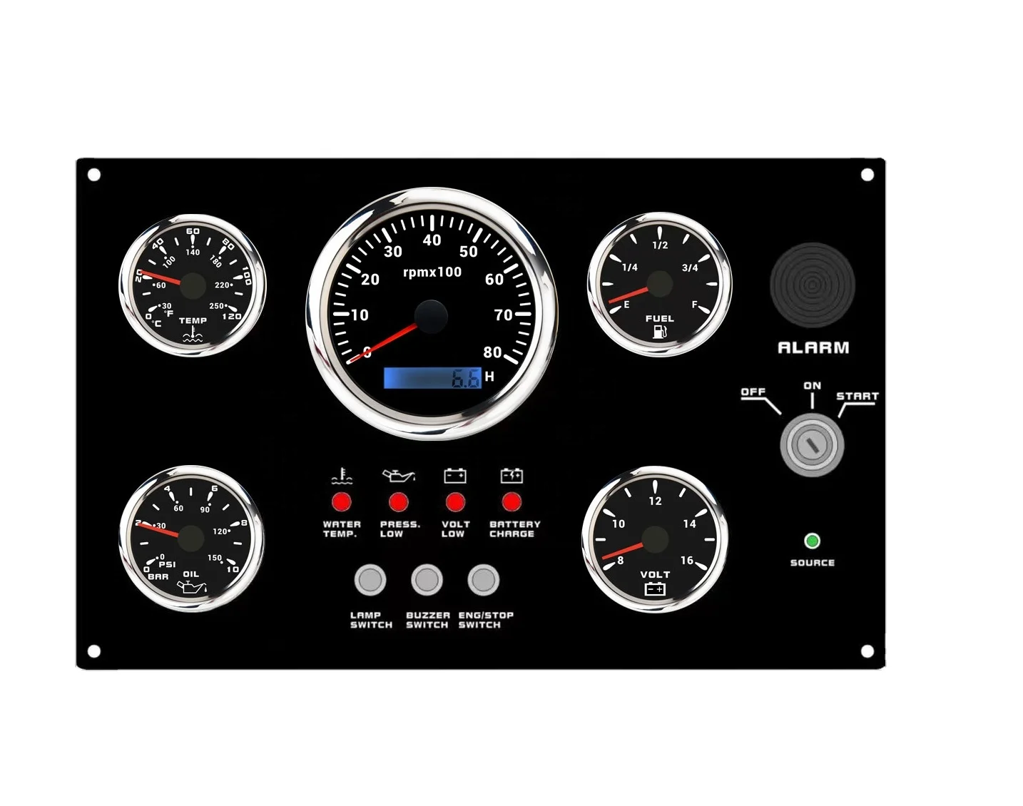 85mm 52mm 6 Gauge kits Speedometer Tachometer Fuel Level Oil Pressure Water Temp Volt Gauge