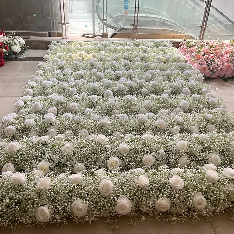 Spiral Staircase Decorative Baby Breath Flower Row Indoor Stair Handrail Aisle Gypsophila Rose Flower Runner for Wedding