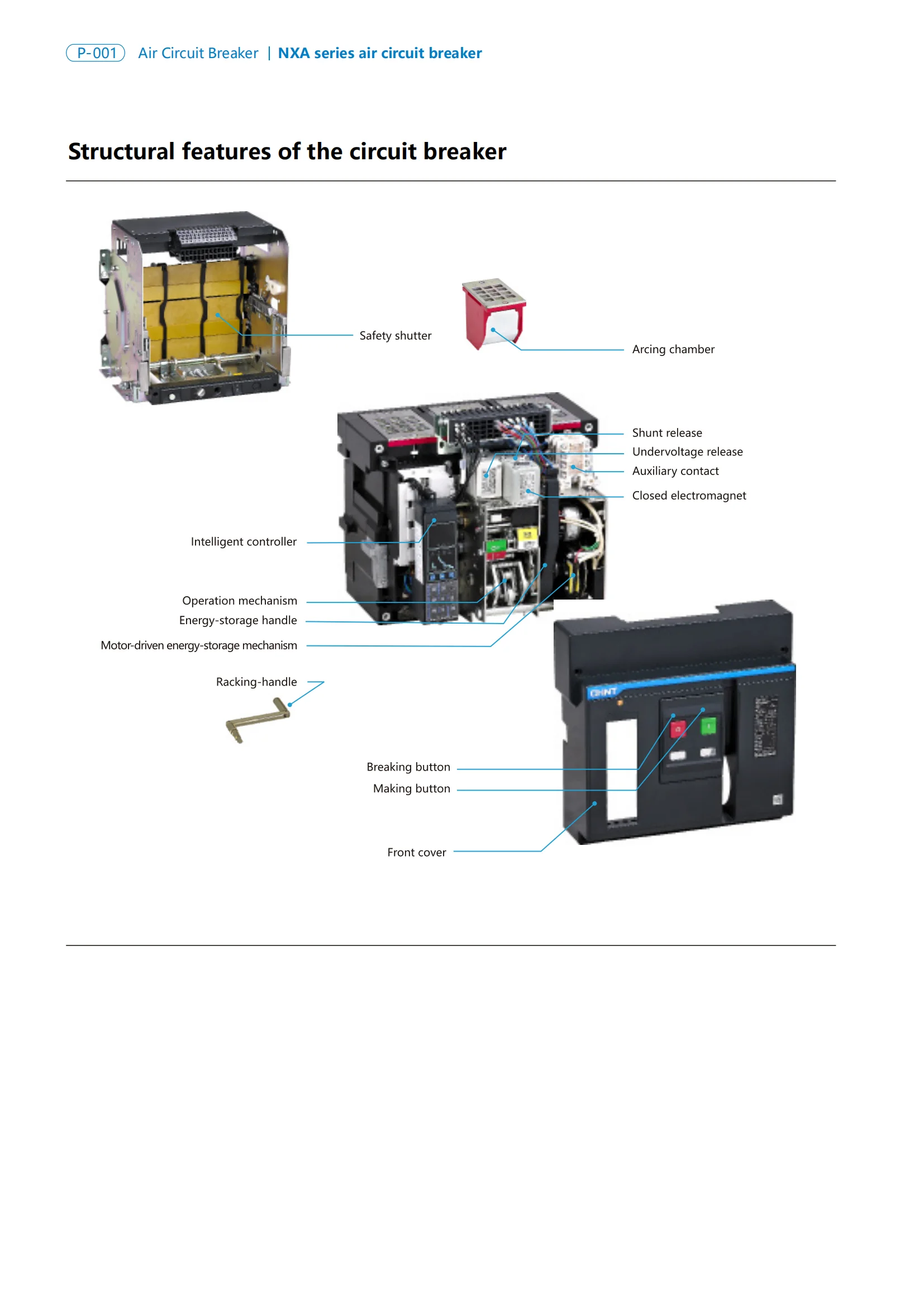 CHINT NXA Series Manual Operation Air Circuit Breaker Basic 3P 4P 80KA Drawout ACB NXA20N 630A 800A 1000A 1250A 1600A 2000A