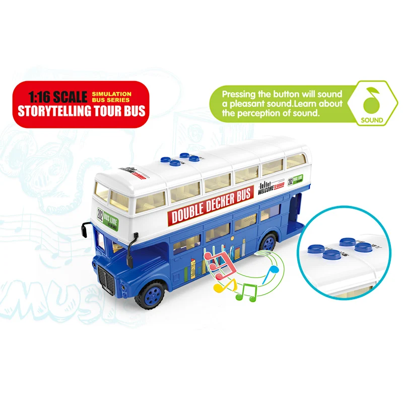 1/16 scale plastic toy double decker model diecast toy vehicles bus