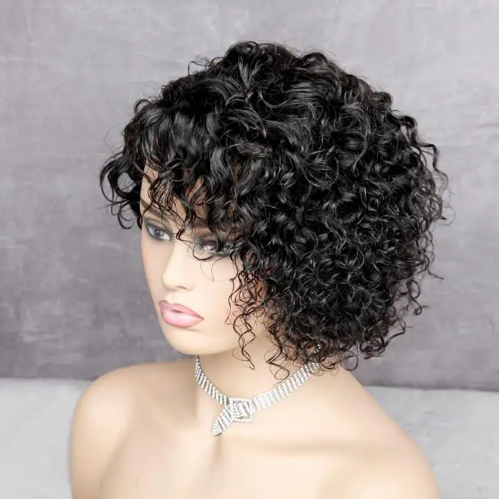 Perruque Pixie Cut Wig Human Hair Curly Bob Short Pixie Cut Lace Wig Bleached Knots Lace Frontal 13x4 Pixie Wig With Baby Hair