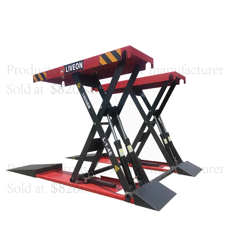 Extended ramps plate  1.4m Lifting Height  4T Weight  Scissor Type Four-Cylinder  Anti slip  Car  Lift