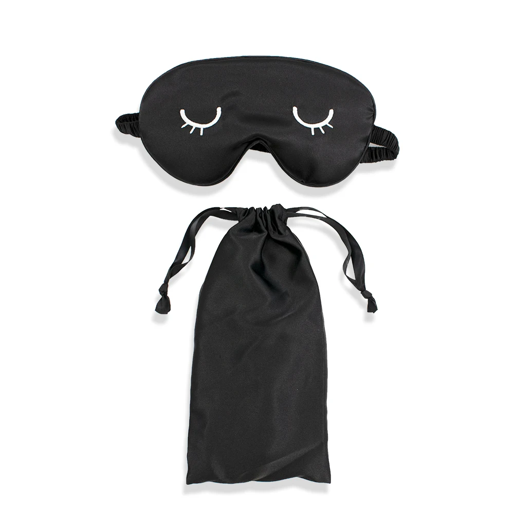 Custom Office lunch Break  Super Soft Smooth luxury stain silk sleep Eyelash Eye Mask with bag for travelling