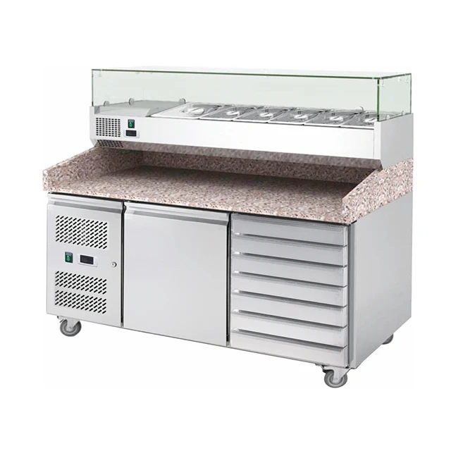 Small Counter Work Subway Sandwich Refrigerated Refrigerator Pizza Table Prep With Marble Top Buffet