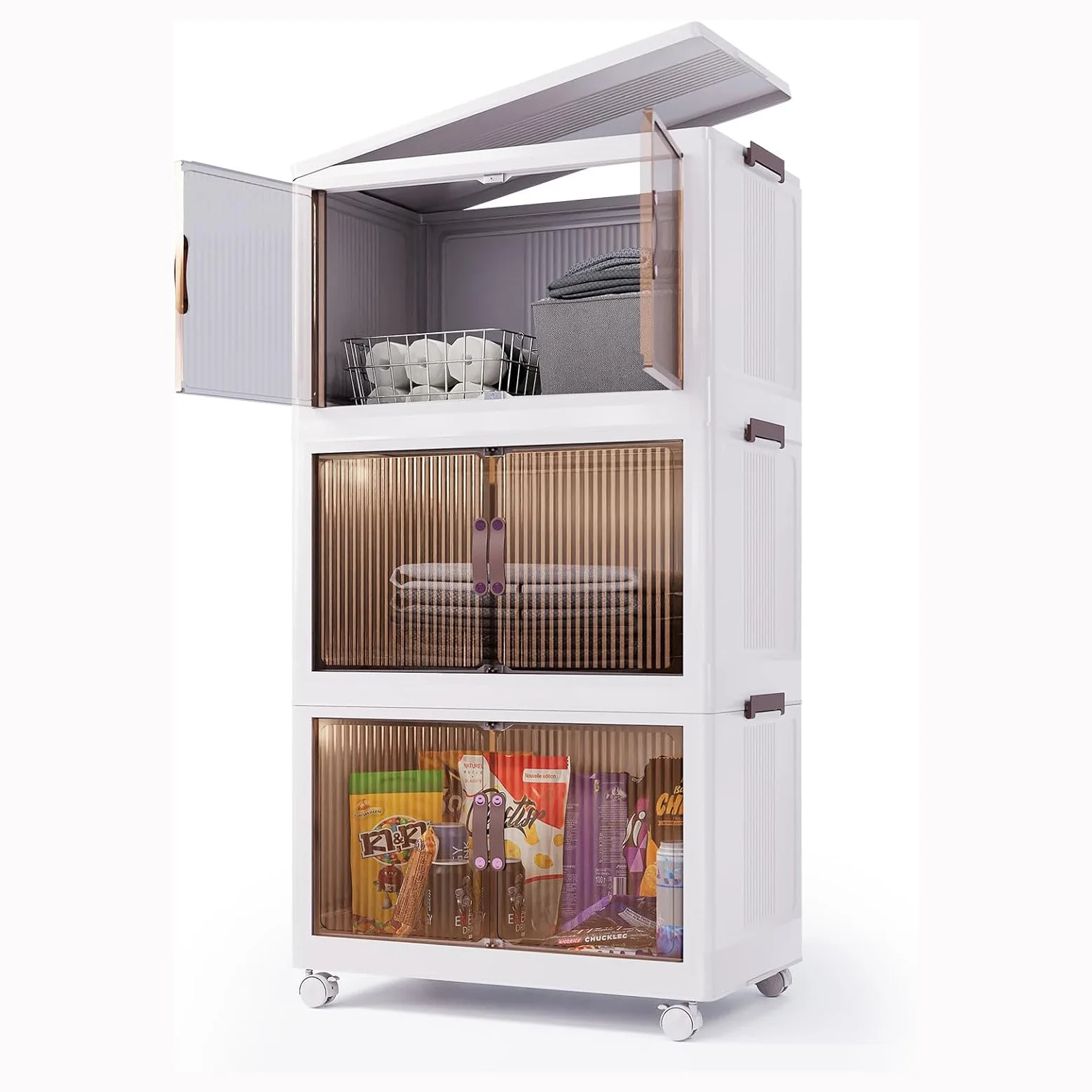 kid living room Large Plastic Storage Bins  Stackable Storage Containers with Wheels and Lids Folding Storage Boxes