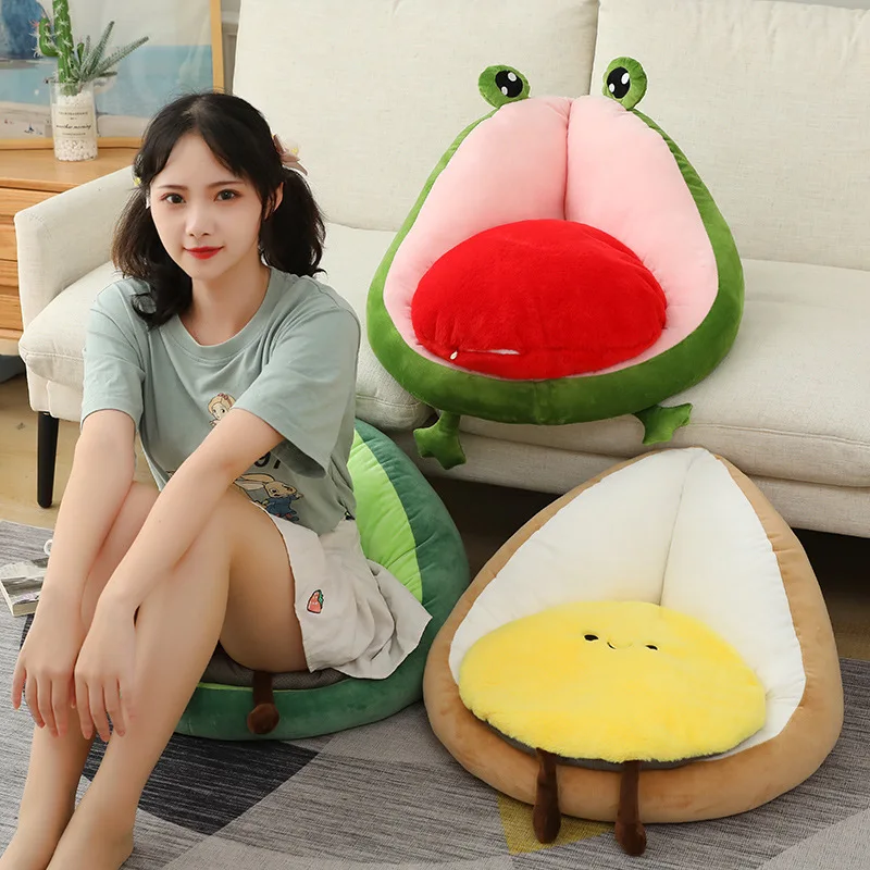 Amazon Hot Sale Kawaii Cartoon Animal Avocado Frog Cushion Tatami Mat Seat Cushion Plush Pillow Toy