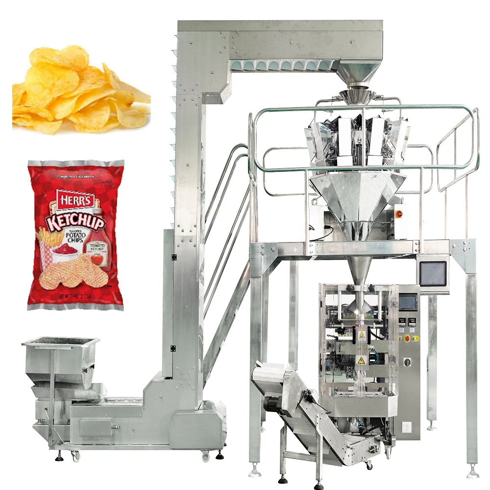 Лучшее качество, популярная автоматическая вертикальная упаковочная машина для закусок, для картофельных чипсов