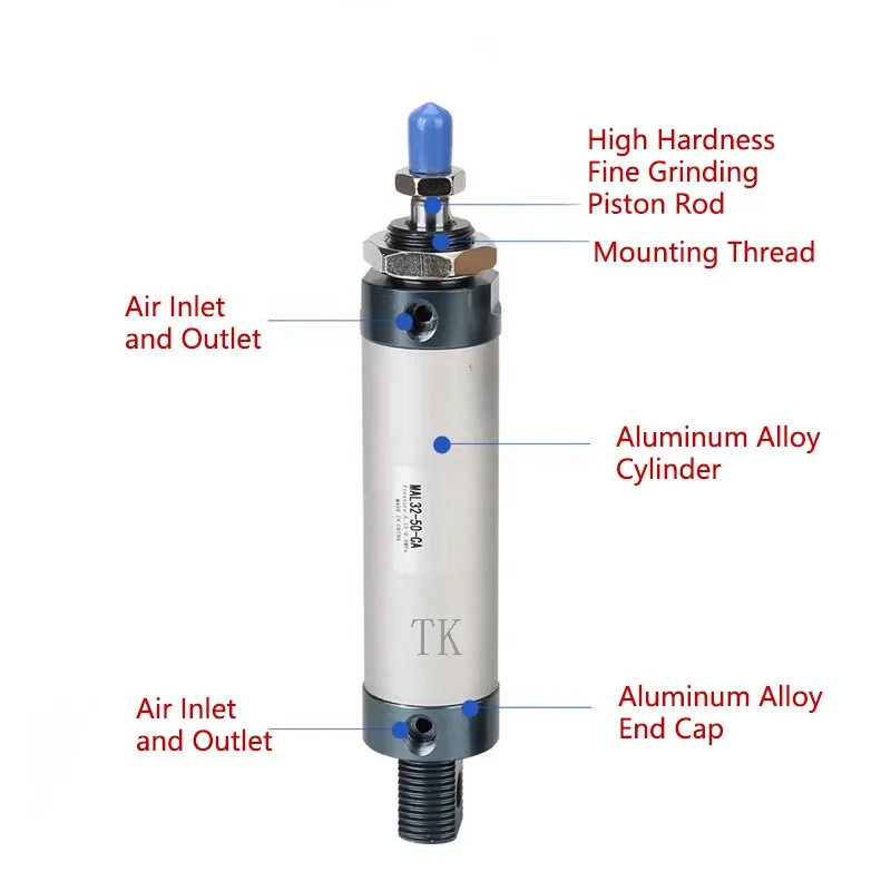 AirTAC Type MAL MAL16 MAL20 MAL25 Series  Aluminum Barrel Mini Cylinder