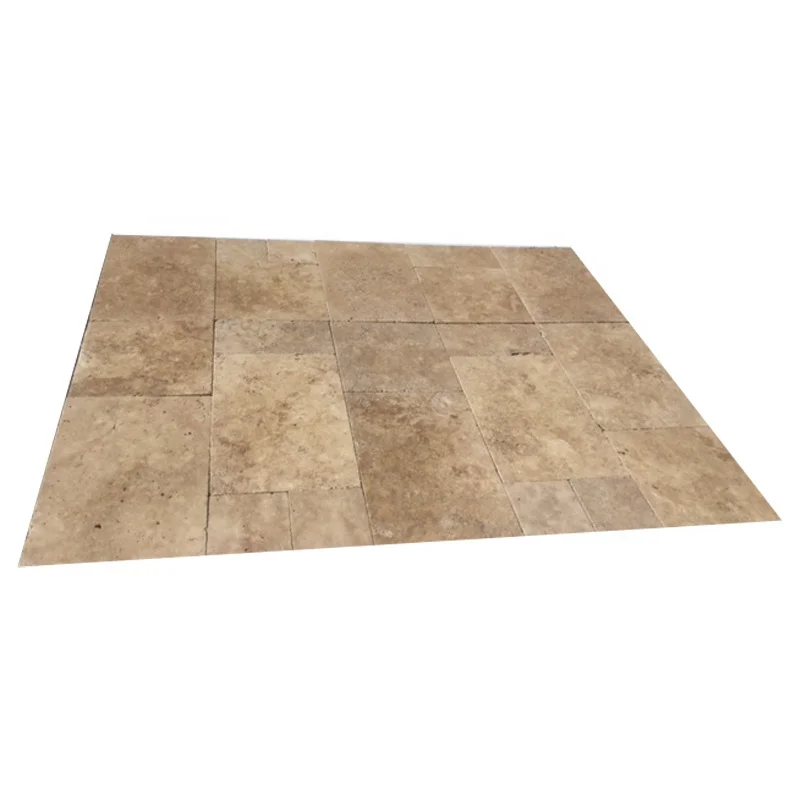 Marmol Travertino Cheap Price Turkish Walnut Brown Travertine Tumbled Unfilled Honed Chiseled