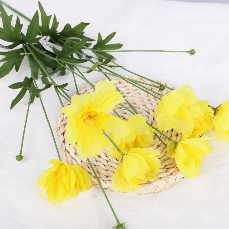 Artificial 7-head british multilayer large white poppy flower for  center pieces with flowers living room decoration