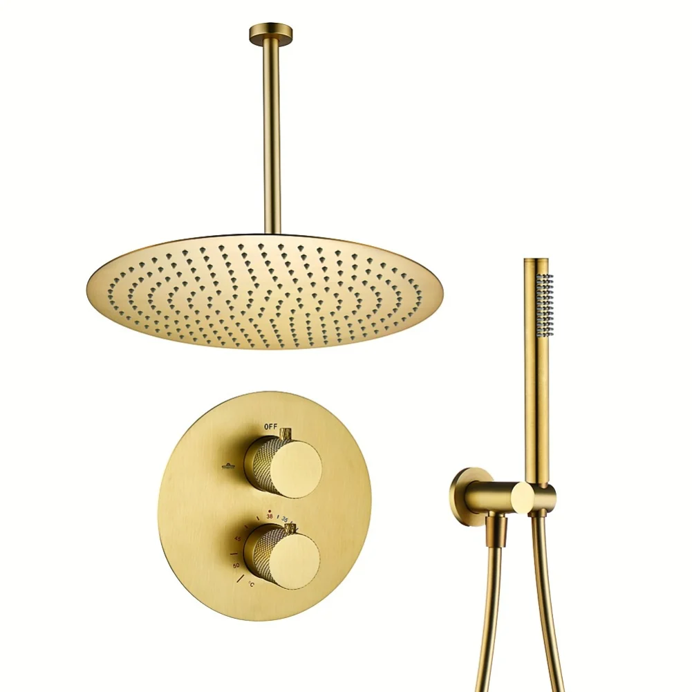 
HOT SALE China OEM supplier brushed gold thermostatic concealed shower mixer 