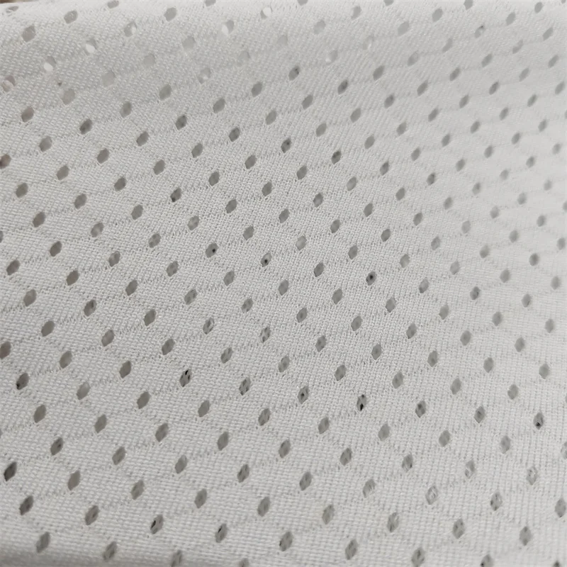 1mm 90-140gsm High Strength White Small Hole Soft Mesh Stretch Polyester Elastic Fabrics for Running Shoes