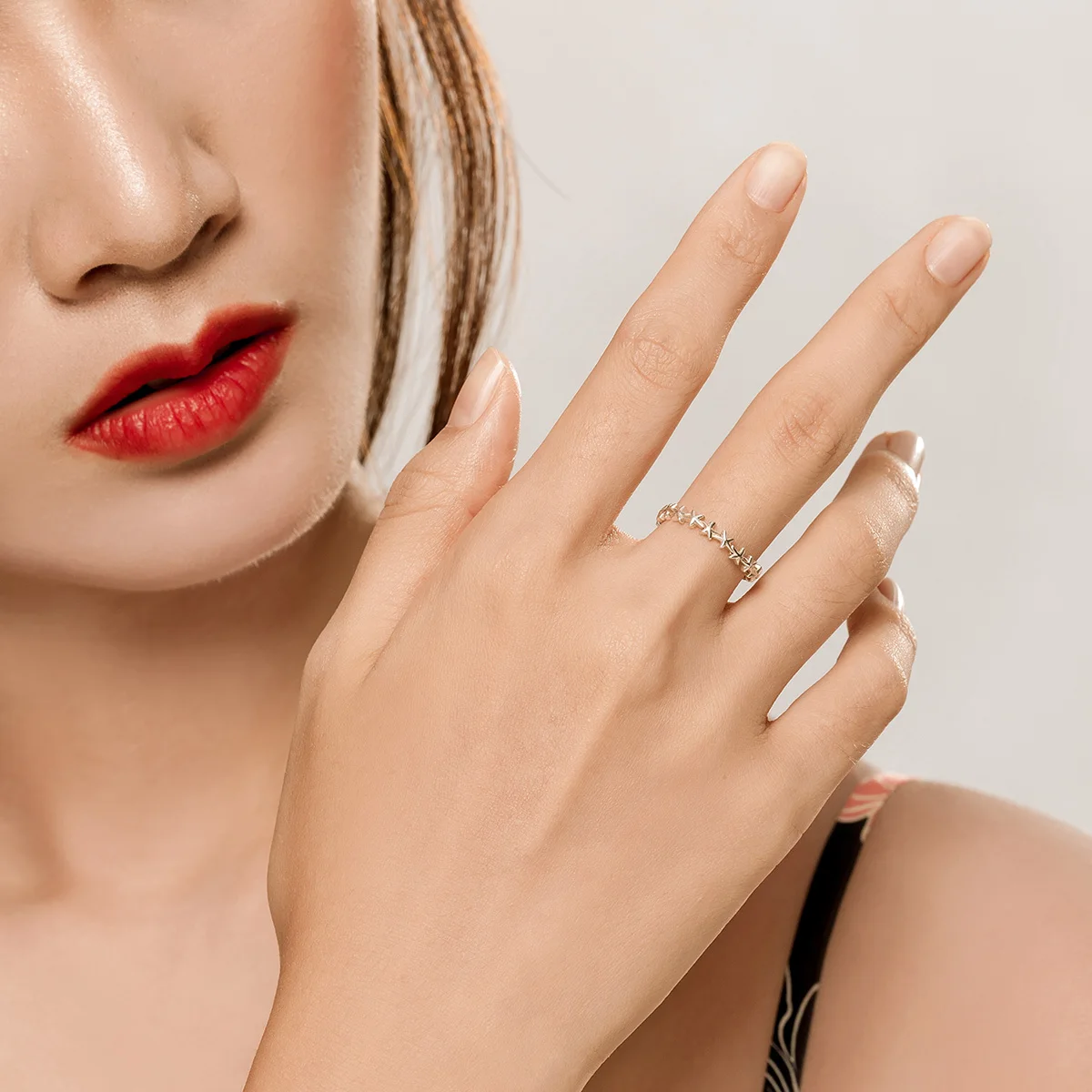 Real 925 Sterling Silver Design Starfish Stackable Finger Rings for Women Adjustable Open Rings Free Size Jewelry SCR607