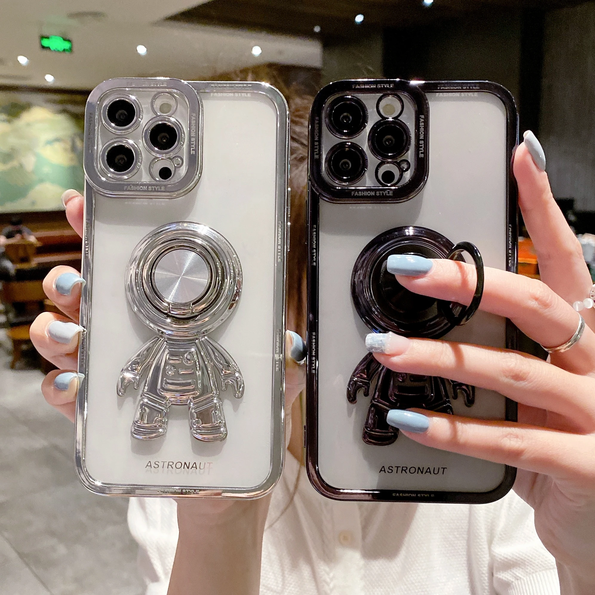 3D Spaceman Phone Case High Quality Electroplate TPU Clear Phone Case Cute Cell Phone Case For iPhone 14 Pro Max