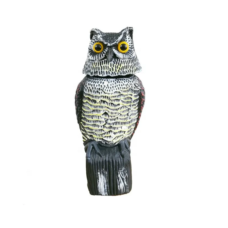 Plastic Owl Scarecrow Deterrent Pest Sculpture with 360 Degree Rotating Head Owl Decoy Bird Repeller for Garden Yard Outdoor