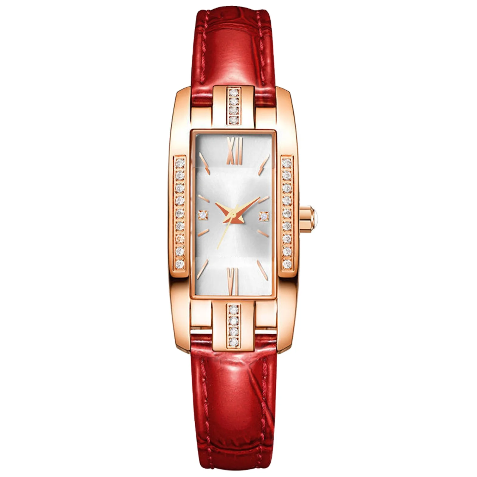 2024 легкие Роскошные Алмазные студенческие маленькие зеленые часы нишевые женские простые и модные кварцевые