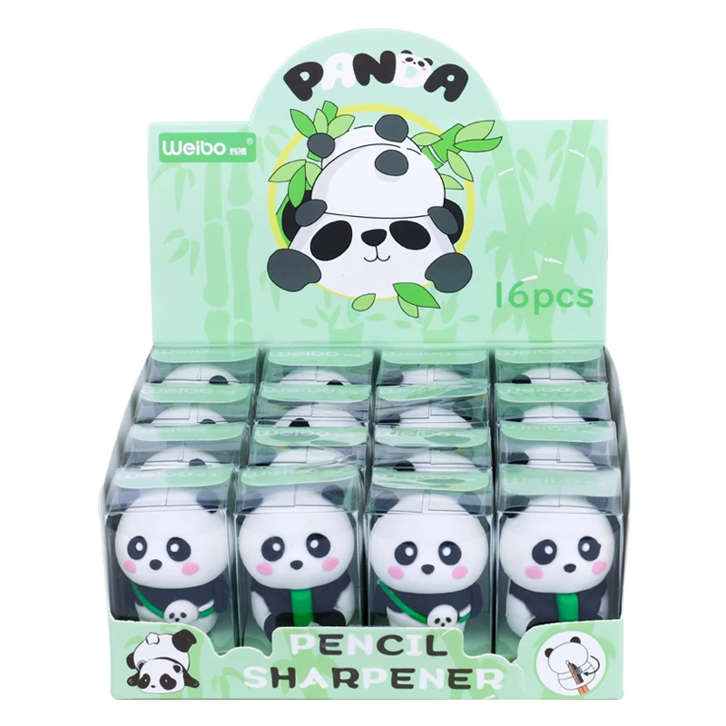 Weibo panda школьные канцелярские товары оптом под заказ Пластиковая точилка для карандашей детей