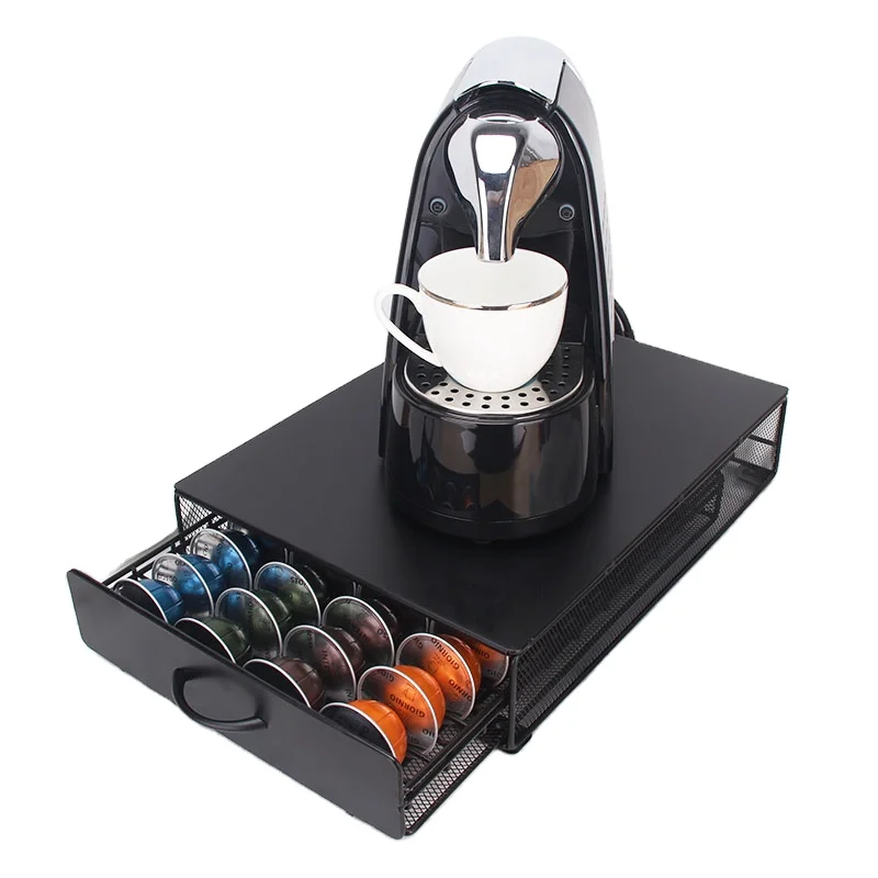 Wholesale Custom Metal Organizer Coffee Pod Storage Drawer Coffee Capsule Holder