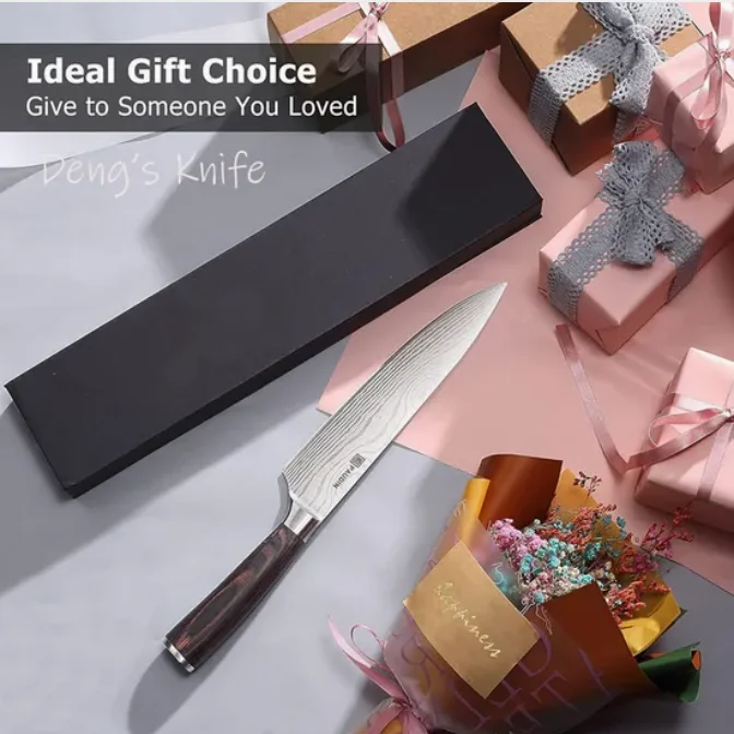 Professional Chef Kitchen Knife Forged Metal and Stainless Steel Wood Handle with Stainless Steel Gift Box Included
