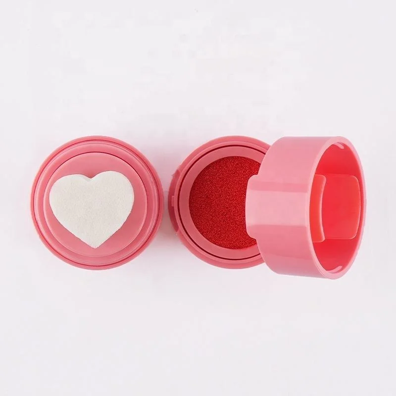 Private label heart shaped stamp cushion blusher 7colors cruelty free air cushion seal blush