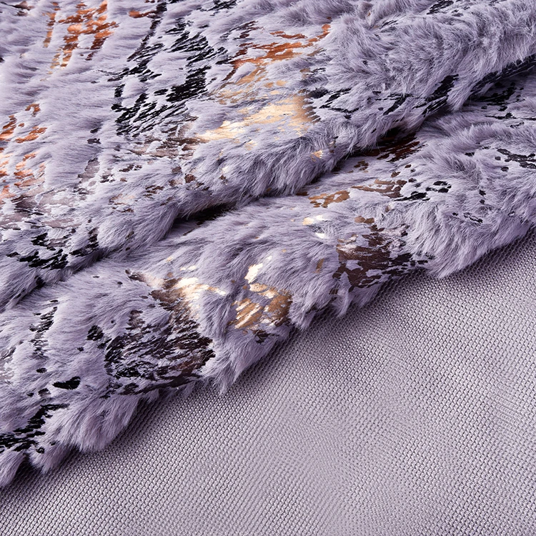 2023 Popular Selling Thick Warm Wrap Knit Luxury Foil Faux Rabbit Fur 100% Polyester Fabric for coat