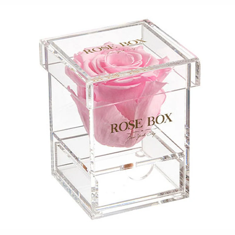 Custom Luxury 2018 Acrylic Rose Flower Box For Preserved Roses