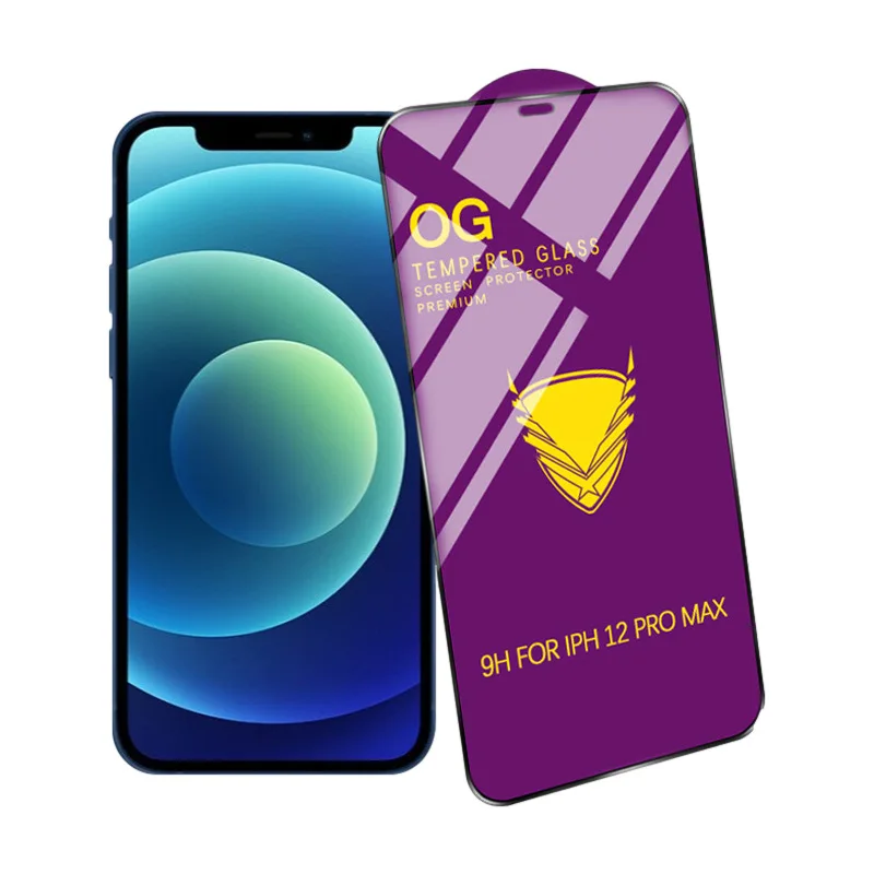 Golden Armor OG Big Curve Tempered Glass for iPhone 13 Pro Max Strengthened Silk Printing Full Cover Glass Screen Protector