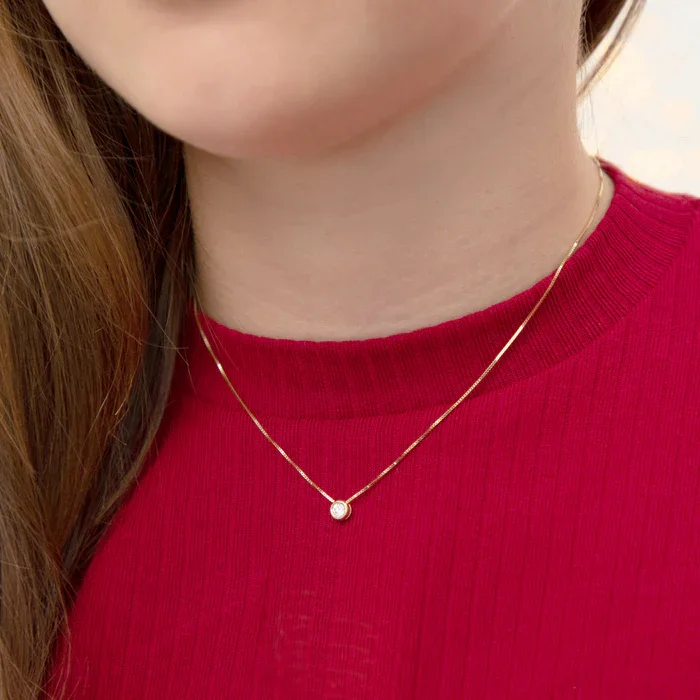 Custom Kids Jewelry 925 Sterling Silver Hidden Halo Bezel Pendant Necklace Girl Gold Plated Fine for