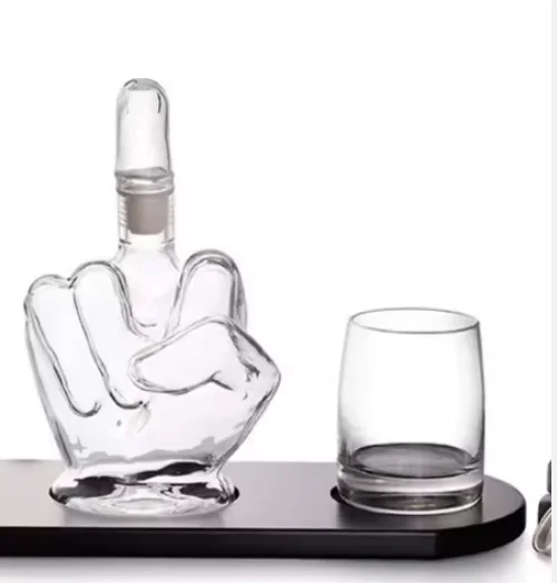 Custom Unique high silicone hand art glass bottle 750ml High Heel Shoe Shape Whiskey Vodka Red Wine Glass Bottle
