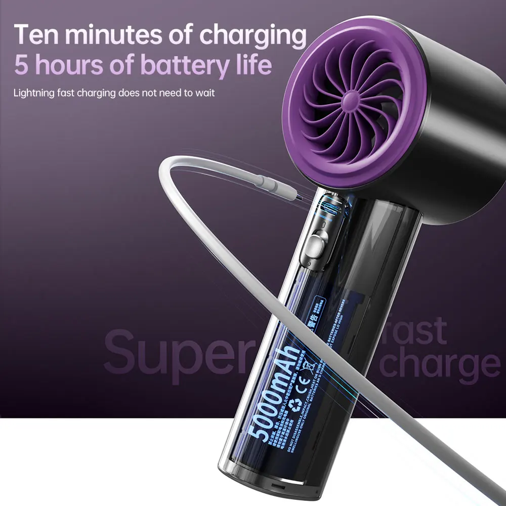 Handheld Charger Fan Portable Electric Fan High Speed Rechargeable Air Circular mini Hand Fan
