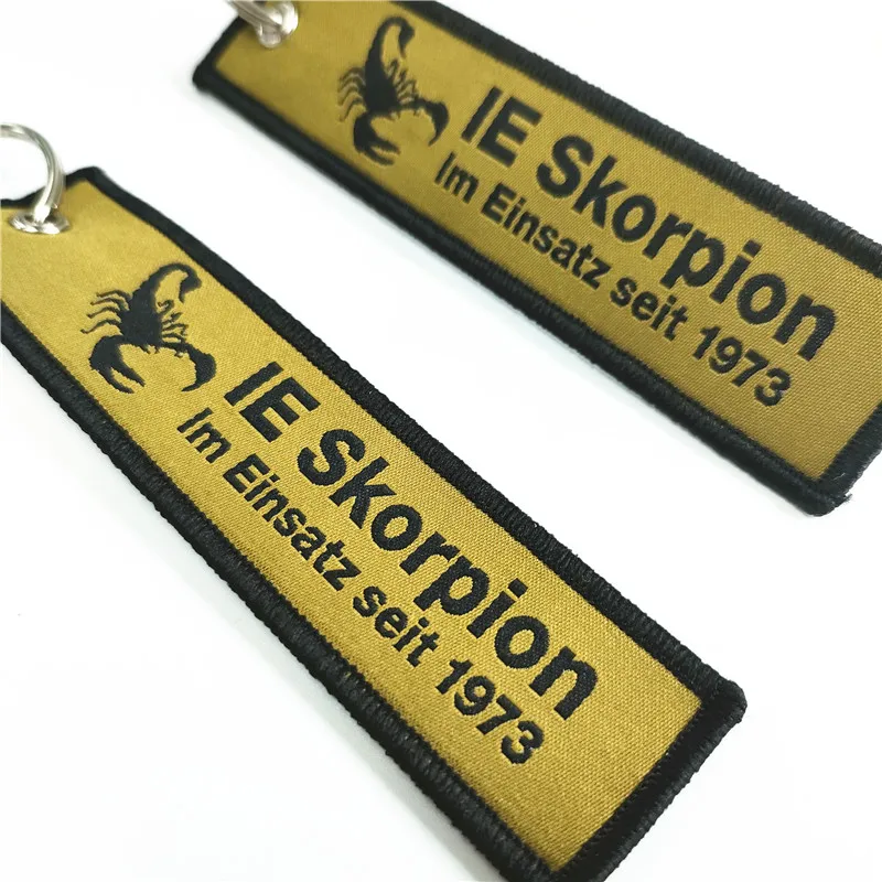 Factory Woven Label Embroidery Key Ring Customizable Woven Keychain Double Sided Woven Key Chain Customized Keychain Logo