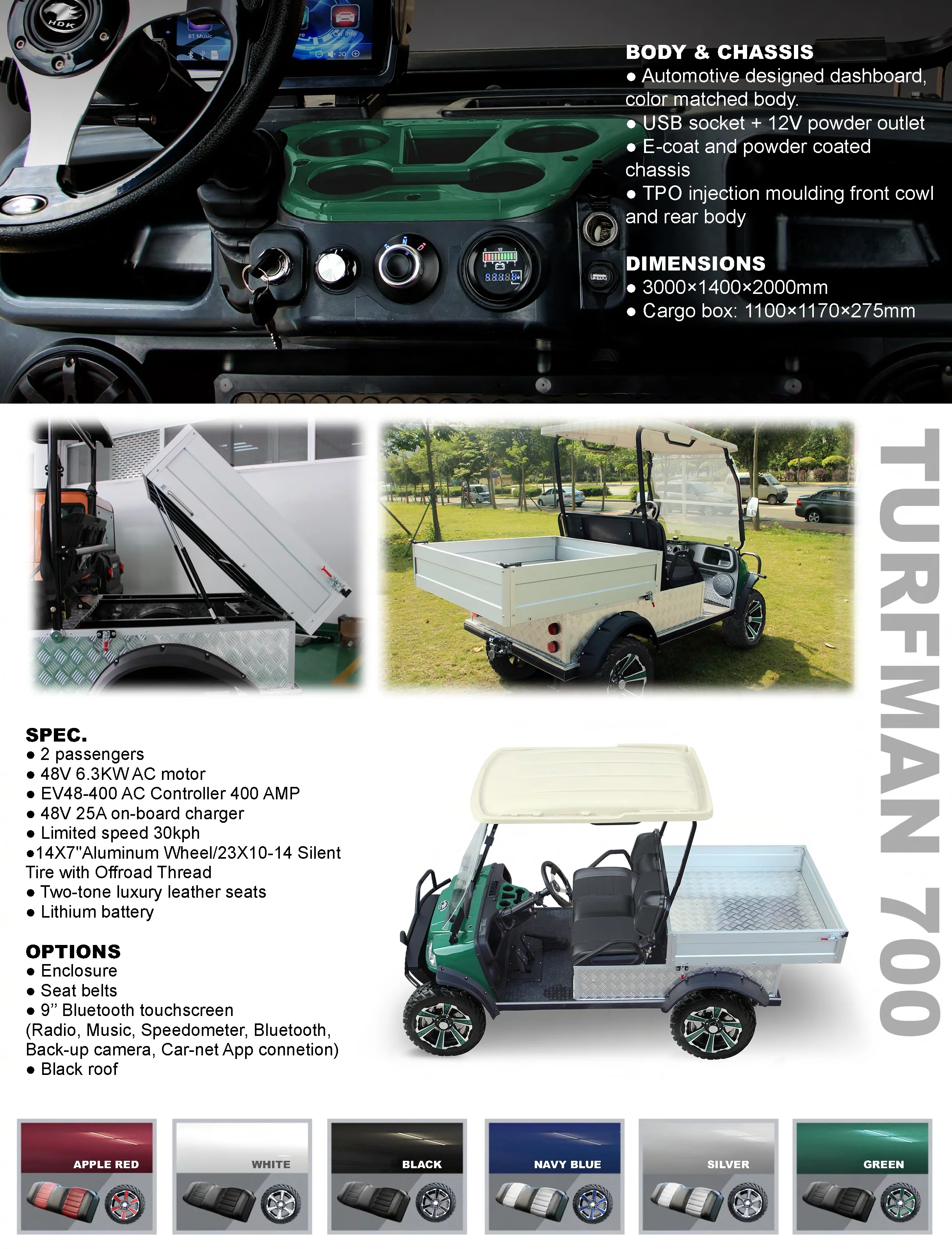 New Energy HDK Off Road Buggy Utility Vehicle for Sale Pick up Truck Mini Jeep Scooter Electric Cart Cargo Box UTV 48V