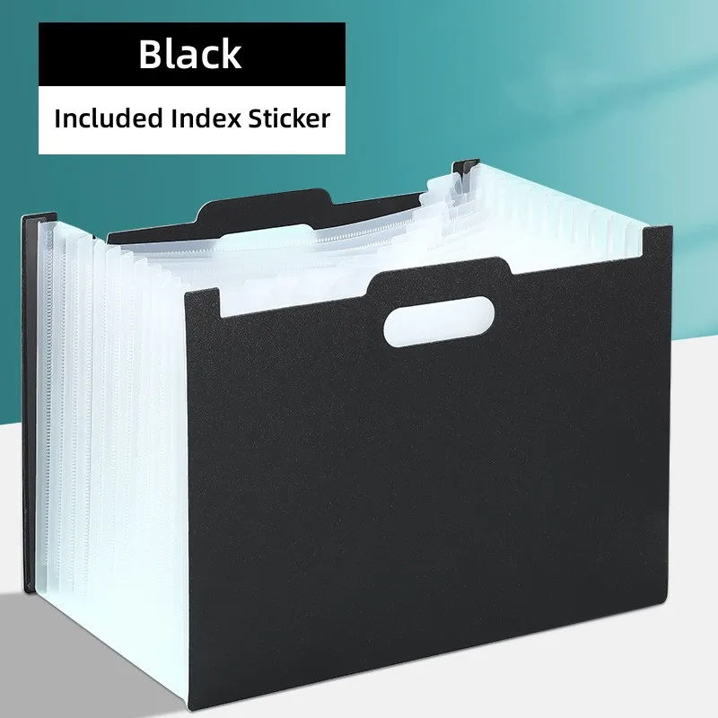 Wholesale A4 Expanding File Folder Organizer Black Portable Multi-layer Folder 13 Pockets Paper Storage Large Bag